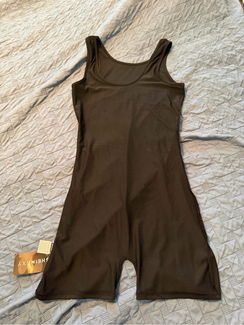 SHEIN Black Women’s Tank One-Piece Bodysuit Romper